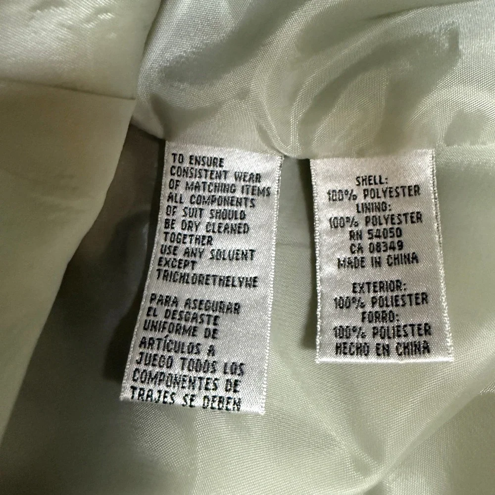 Jones New York Suit 2 Piece Set 16W Sage Green Shawl Lapel Blazer Straight Pants